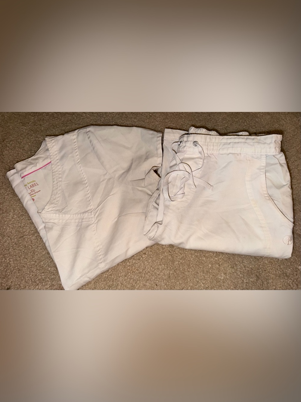 Women's White Scrub Set Uniform Purple Label by Healing Hands sz small